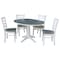 International Concepts Round 36 in Rd Extension Dining Table, 4 Emily Chairs, White/Heather Gray, 36 W, 48 L, 30.1 in H K05-36RXT-27B-C617-4 - alternate 1
